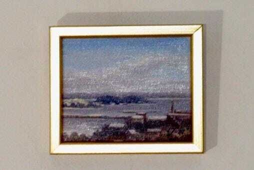 "Mid Century Original Swedish Oil On Canvas "Sea View Oskarshamn C1" – Lj, 87 – Vintage & Framed, 18 X 15 Cm / 7.1 X 5.9 In photo 115.0