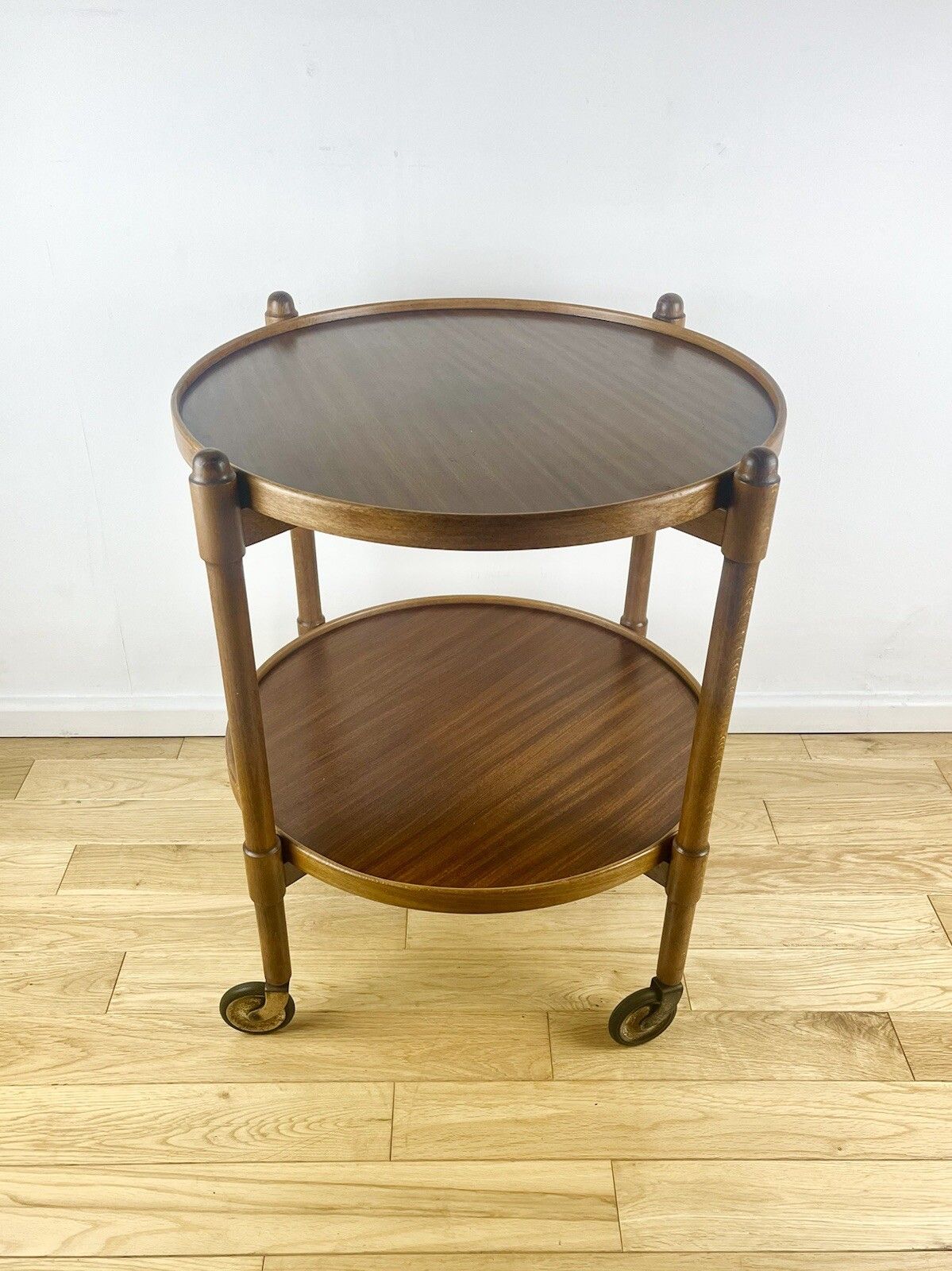 230.0 Beautiful English Drinks Trolley Side Table Oak And Mahogany Mid Century 1950s photo