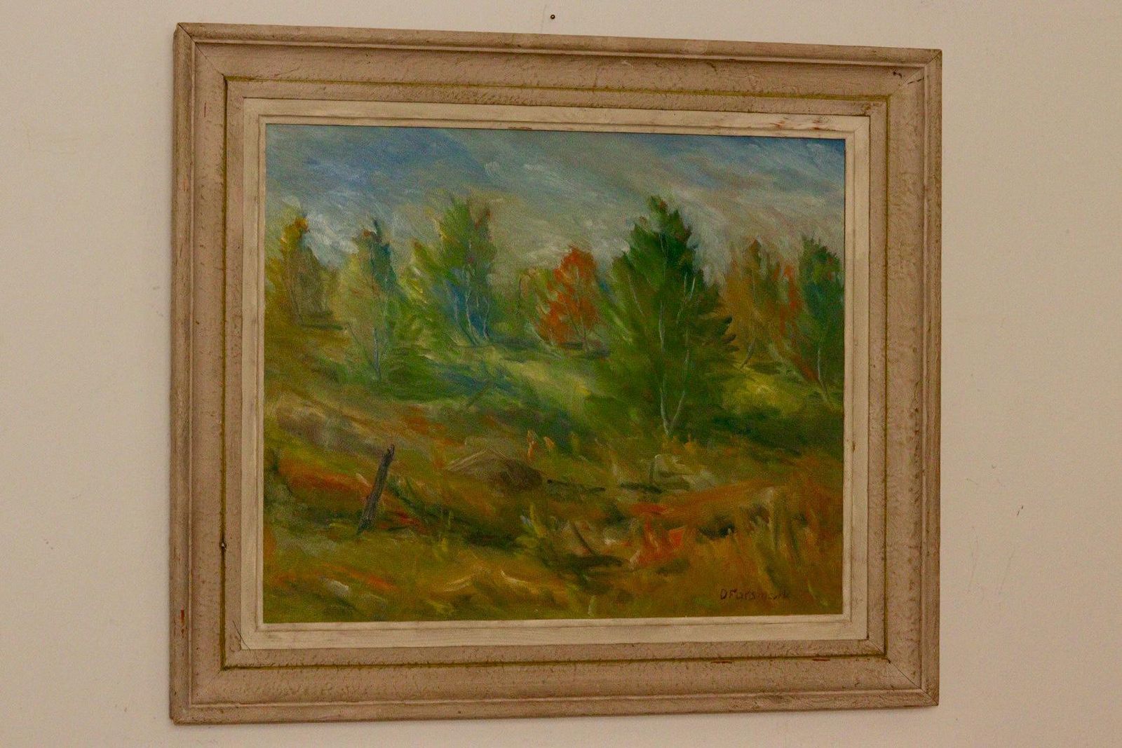 Mid Century Original Swedish Oil On Panel "Autumn Landscape" – D. Forsmark – Vintage & Framed, 51 X 59 Cm / 20.1 X 23.2 In
