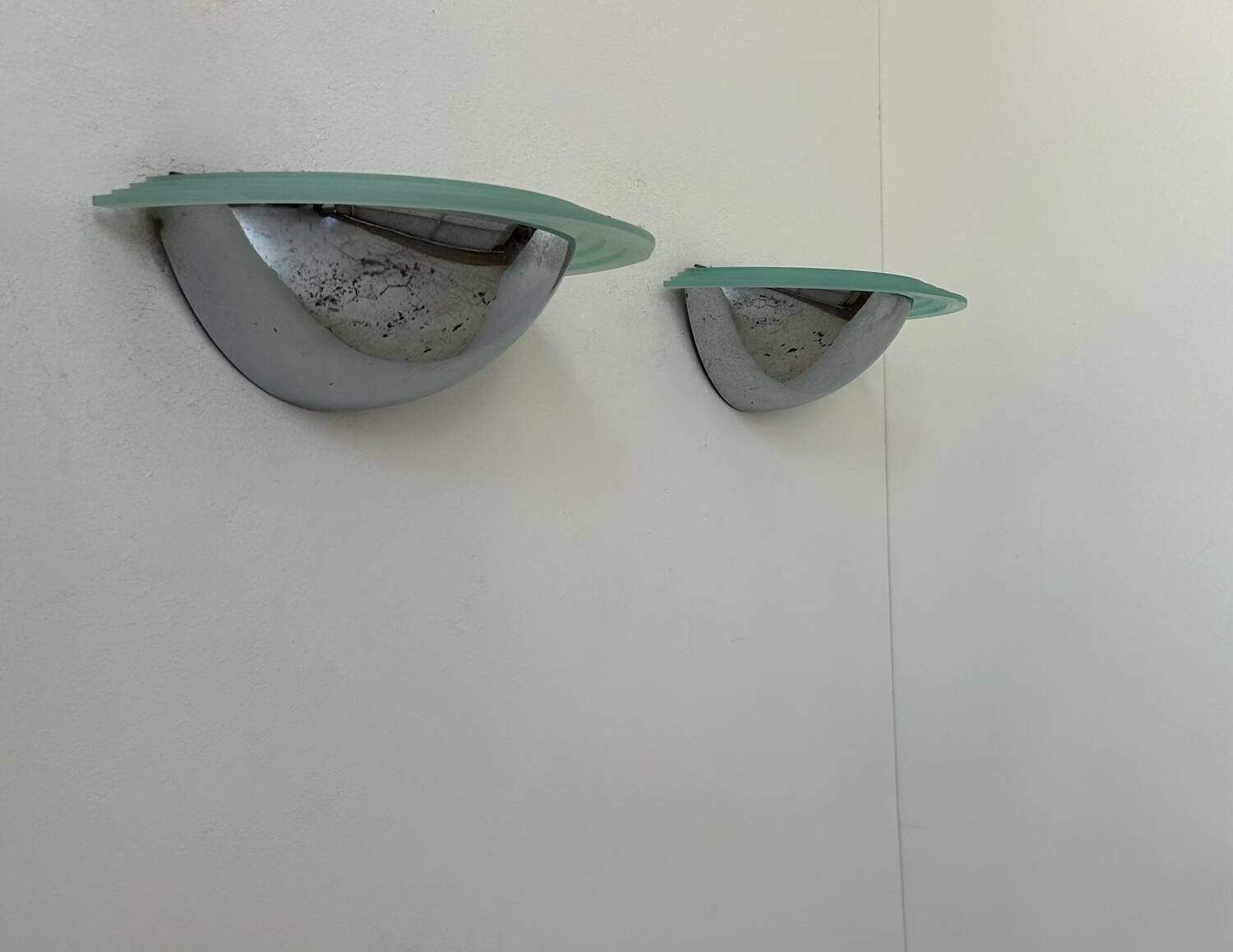 photo for sale Pair Of Vintage Wall Lights, Chrome And Altuglass, Sweden 1970