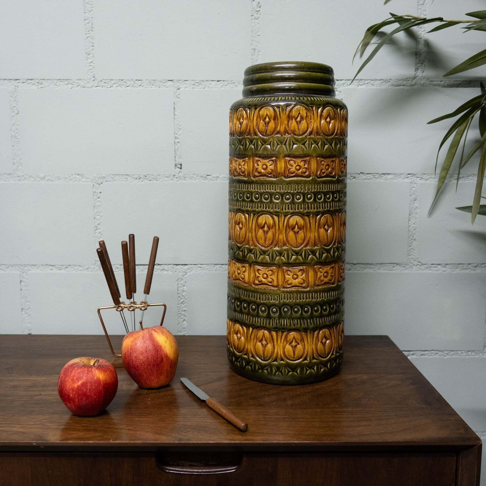 W. German Pottery Floor Vase In Light Brown & Green   Form 289 41   Scheurich   C1970s photo furniture