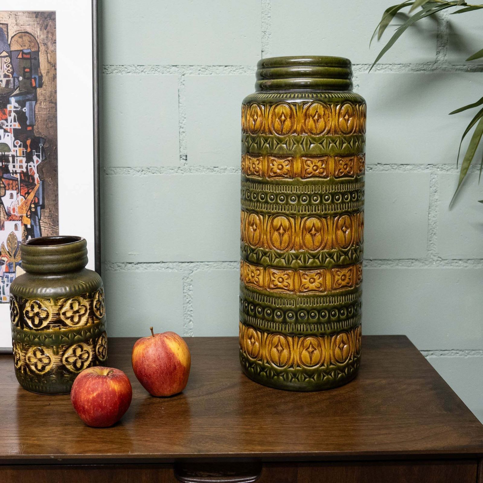 W. German Pottery Floor Vase In Light Brown & Green   Form 289 41   Scheurich   C1970s photo for sale