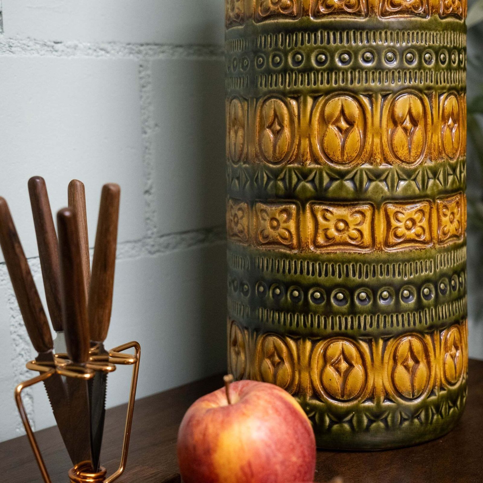 W. German Pottery Floor Vase In Light Brown & Green   Form 289 41   Scheurich   C1970s photo 89.0