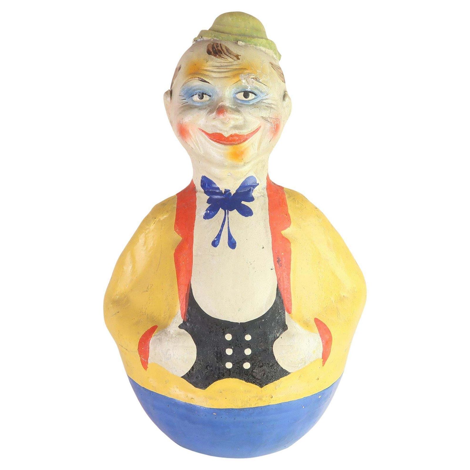 Vintage Papier Mache Rocking Toy Clown Figure. 1920's.