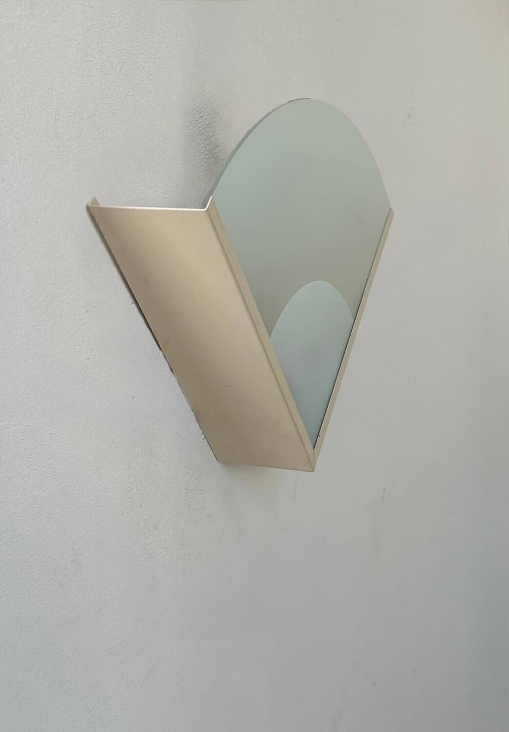 Vintage Wall Lamp, Beige Lacquered Metal And Sandblasted Glass, France photo for sale