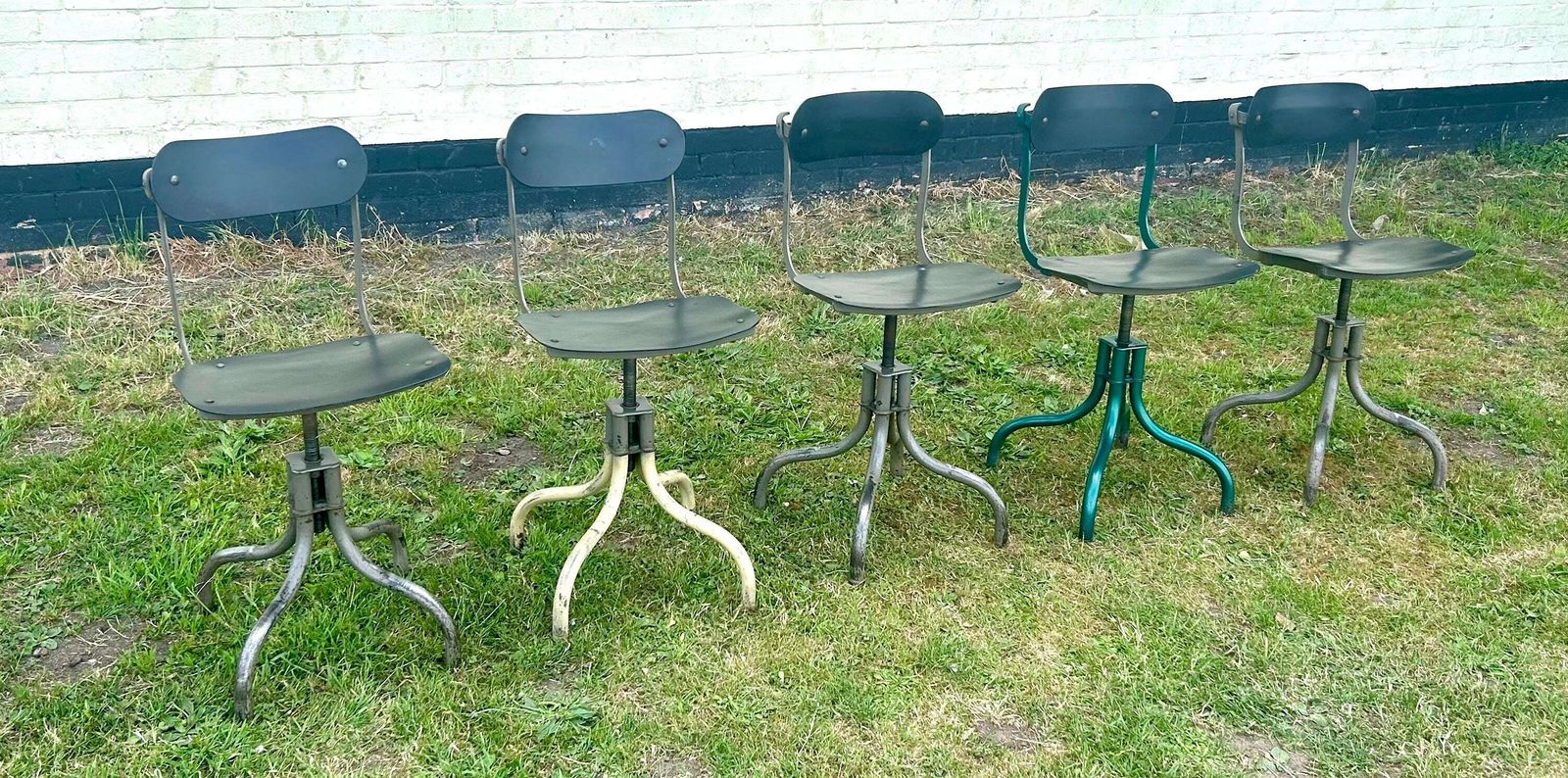 5 Available Industrial Tansad Swivel Office Chair Metal Vintage Retro Antique Machinist Desk School Decor Bar Factory photo furniture