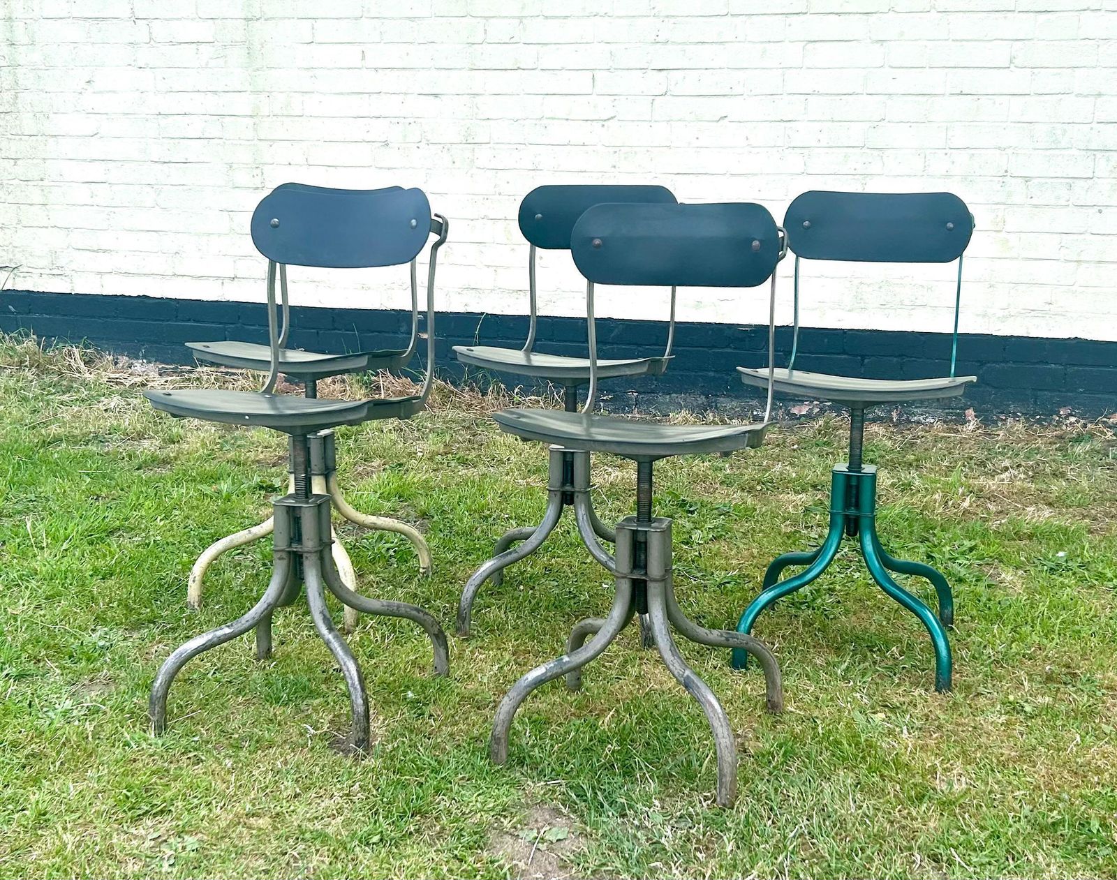 5 Available Industrial Tansad Swivel Office Chair Metal Vintage Retro Antique Machinist Desk School Decor Bar Factory photo Furniture