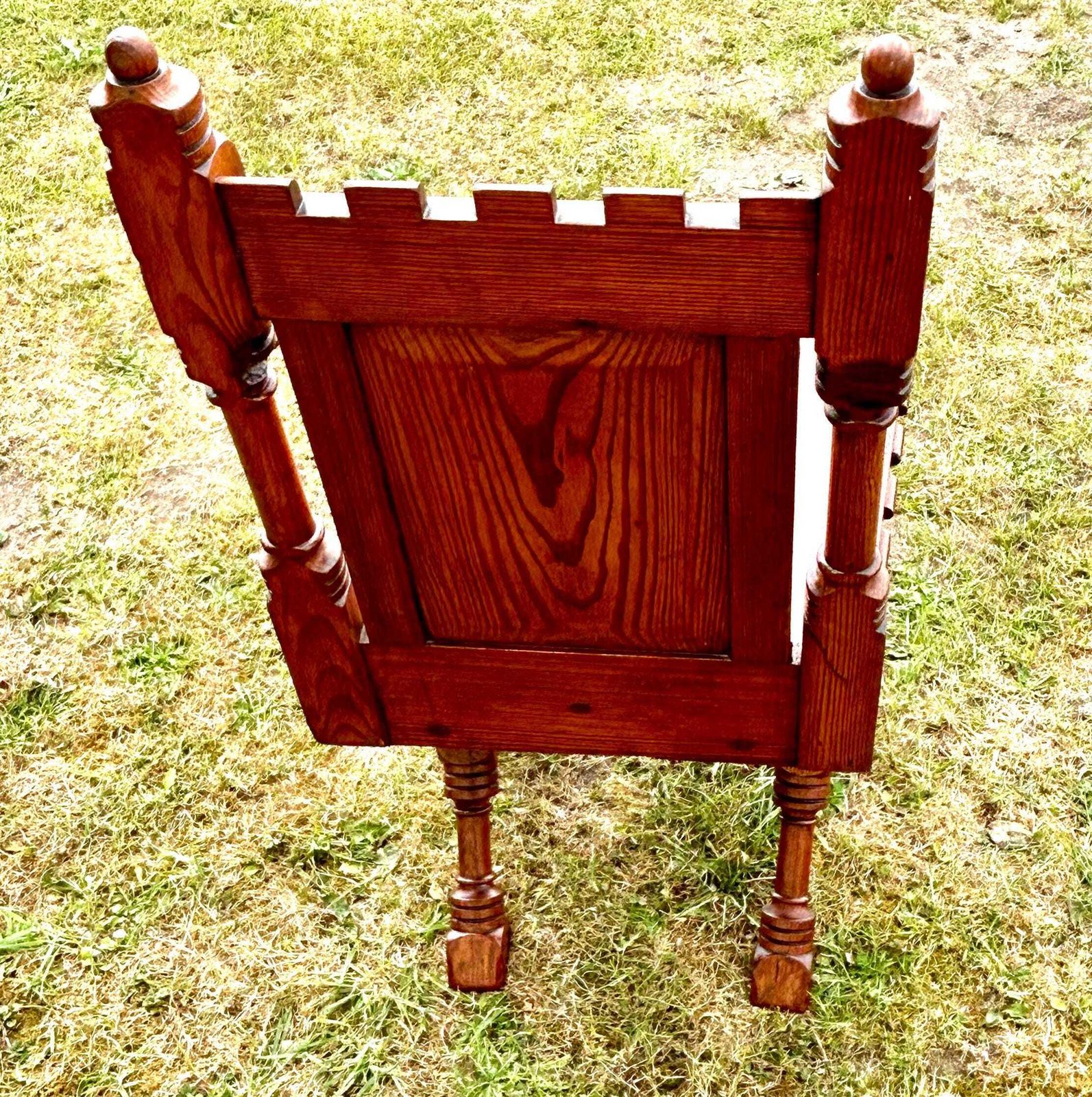 Antique Pitch Pine Hall Chair Gothic Church Wooden Hall Vintage Industrial Seating Arts And Crafts Victorian photo buy