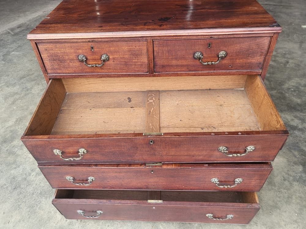 Antique Victorian  2 Over 3 Chest Of Drawers Bracket Feet Brass Handles photo 265.0
