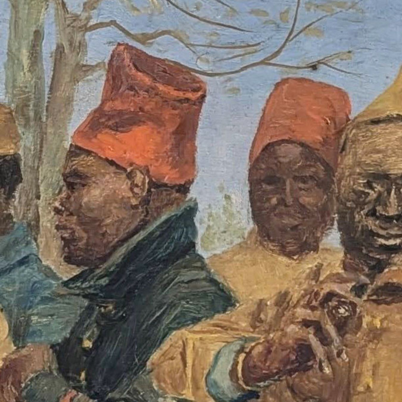 Oil On Cardboard, Portrait Of Senegalese Riflemen photo for sale