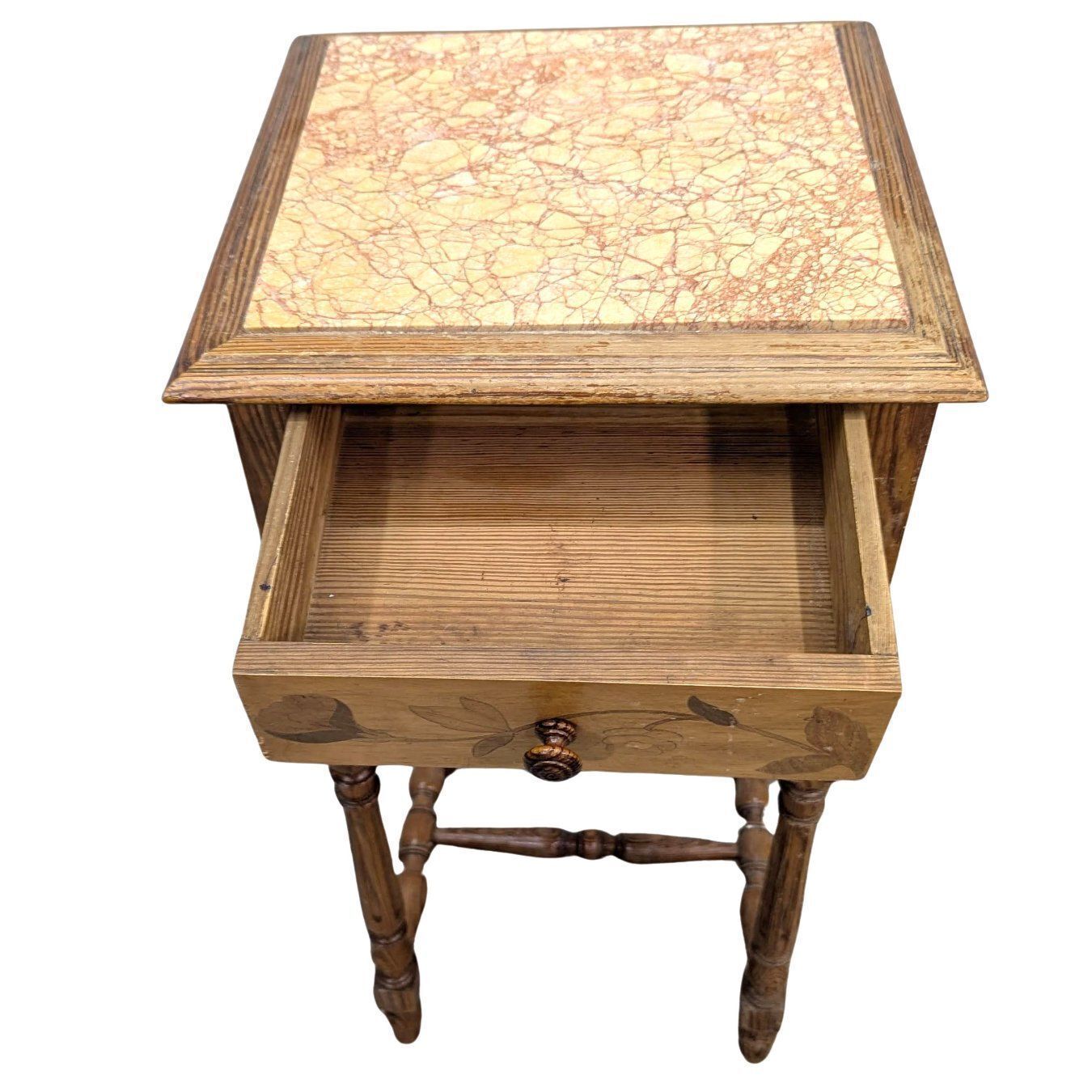 Bedside Table In Pine And Maple, 1900, Art Nouveau Period photo 428.0