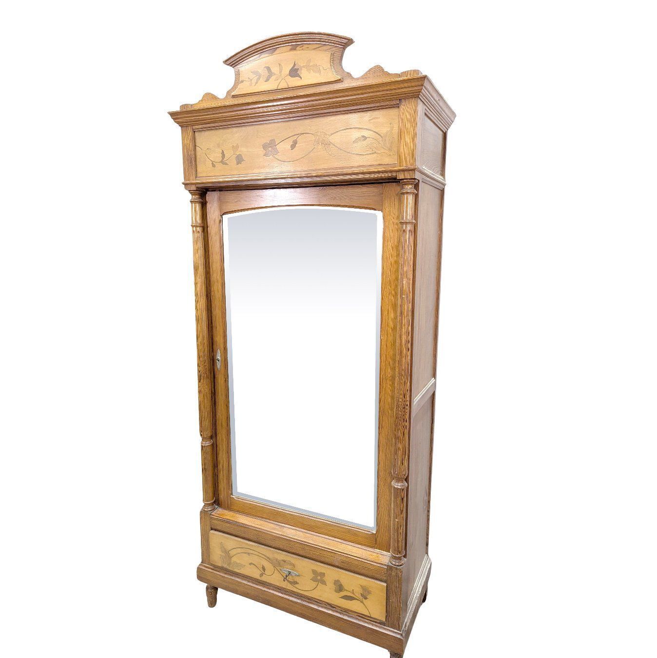 1900 Art Nouveau Mirrored Cabinet In Pine And Maple Burl photo furniture
