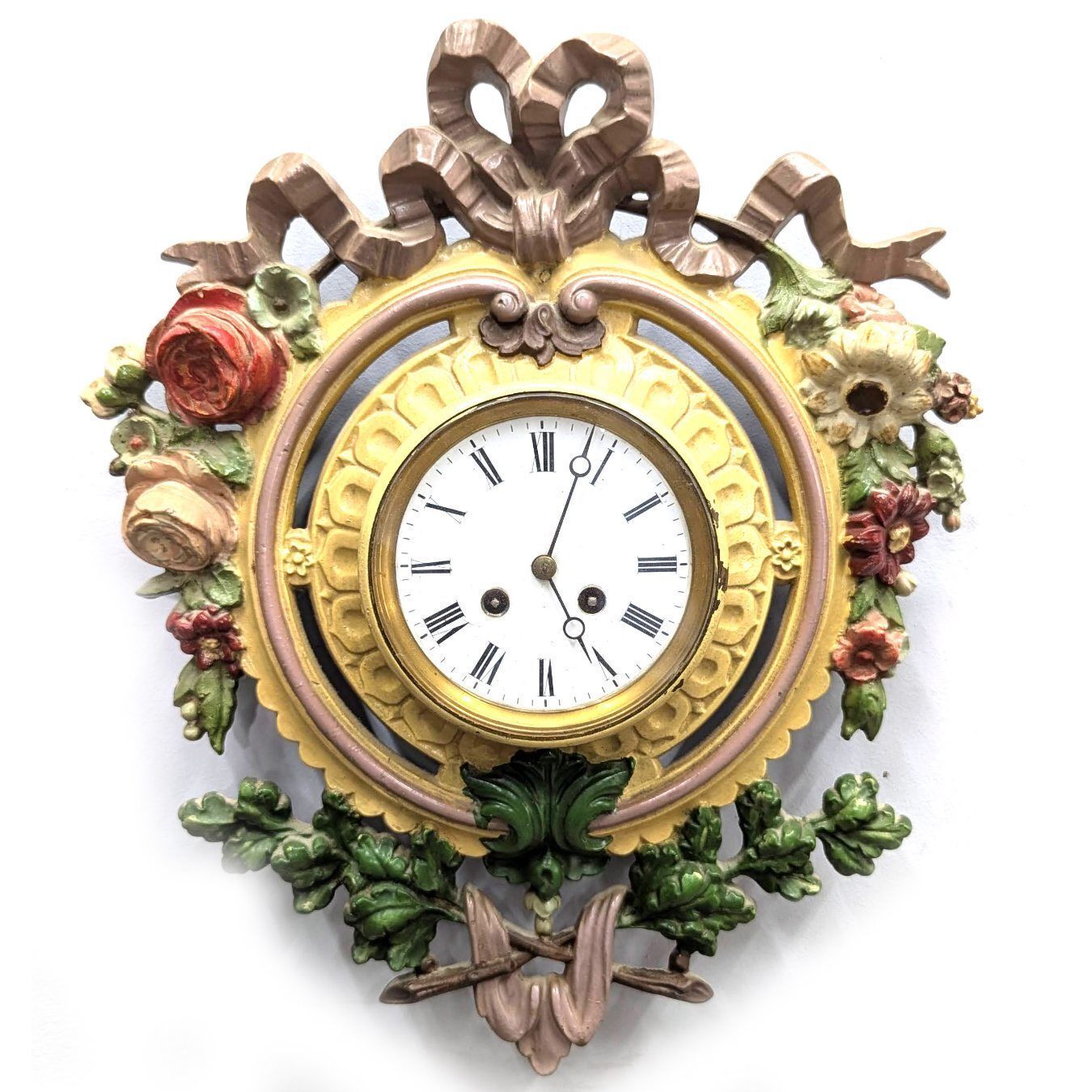 Painted Cast Iron Wall Clock, Parisian Movement – ​​France, Circa 1870
