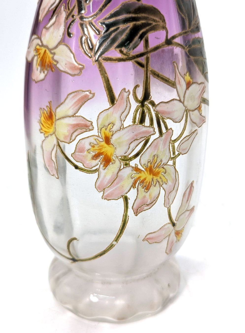 Art Nouveau Enamelled Glass Vase – Attributed To Legras, Circa 1900 photo for sale