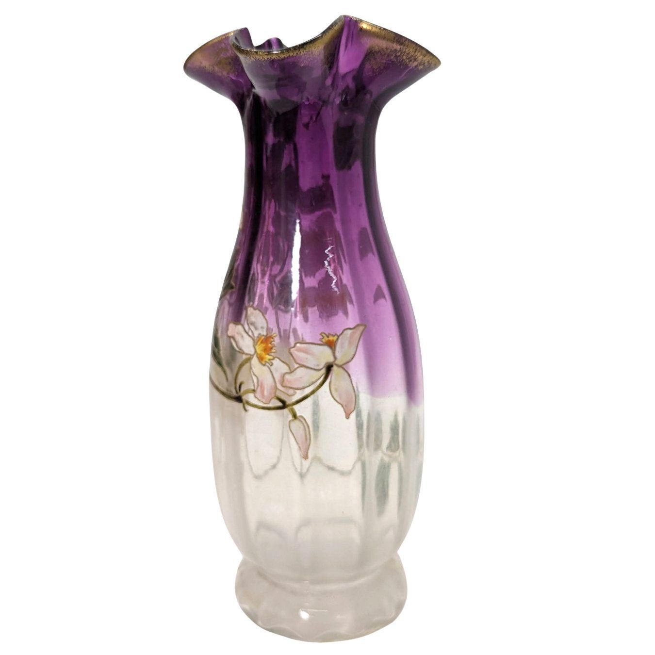 Art Nouveau Enamelled Glass Vase – Attributed To Legras, Circa 1900 photo Home Decor