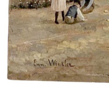 Oil Painting On Panel, 19th Century House Entrance photo Art