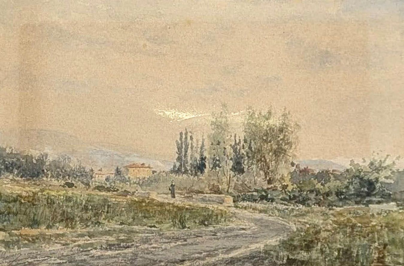 Henry Laurent Mouren Watercolor Landscape photo furniture