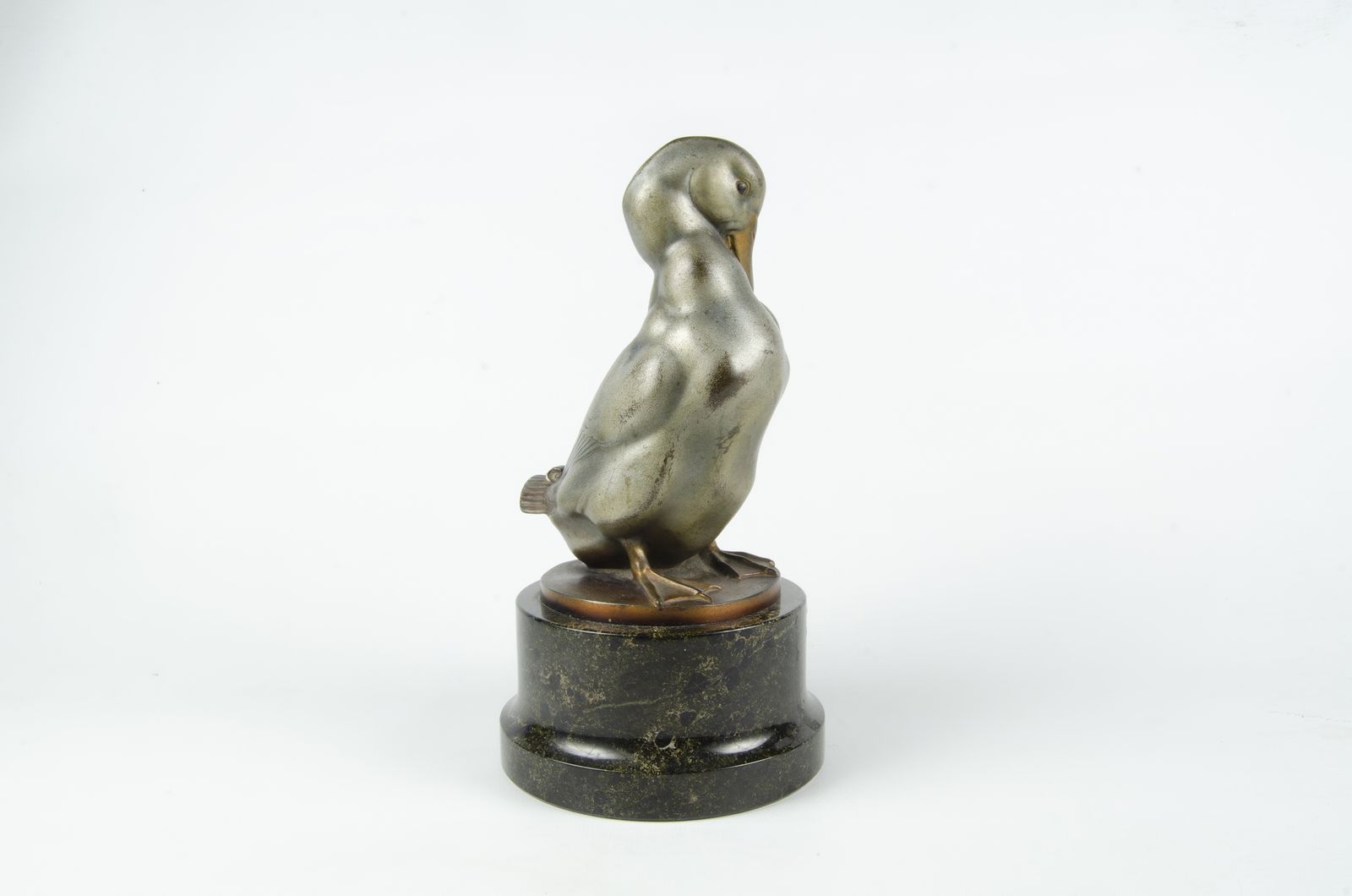 Early 20th Century Art Déco Patinated Bronze Sculpture Of Duck With Marble Base By Gerhard Schliepstein, Germany photo for sale