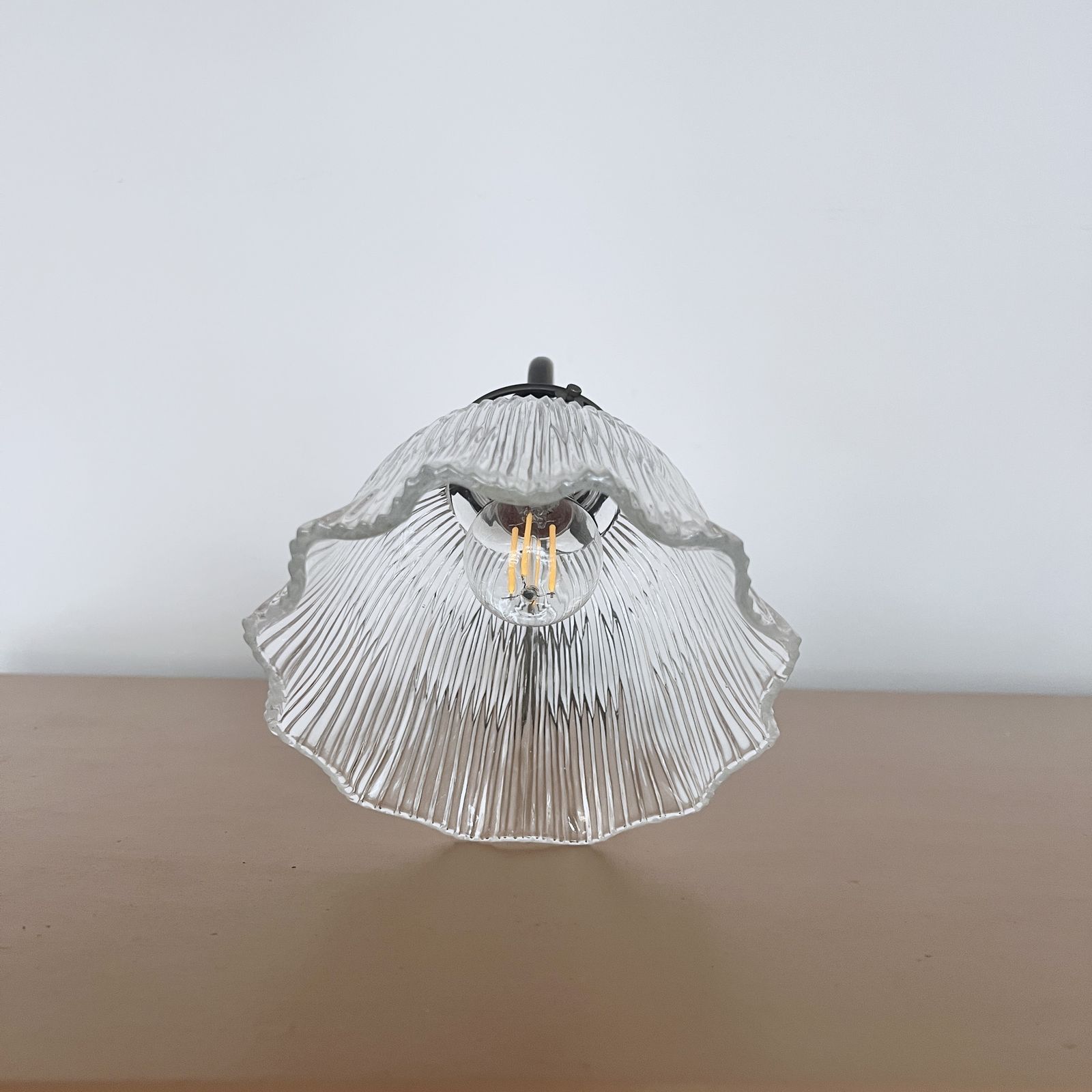 Frilled Holophane Glass Wall Light photo Lighting
