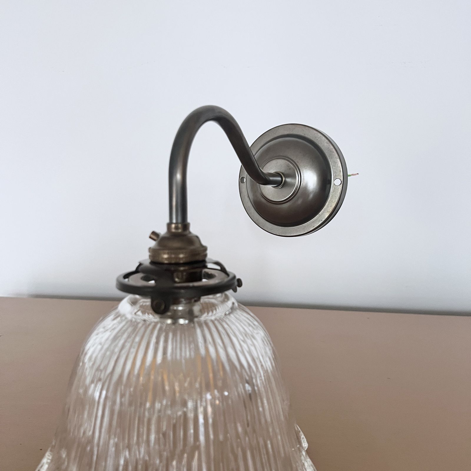 Frilled Holophane Glass Wall Light photo 175.0