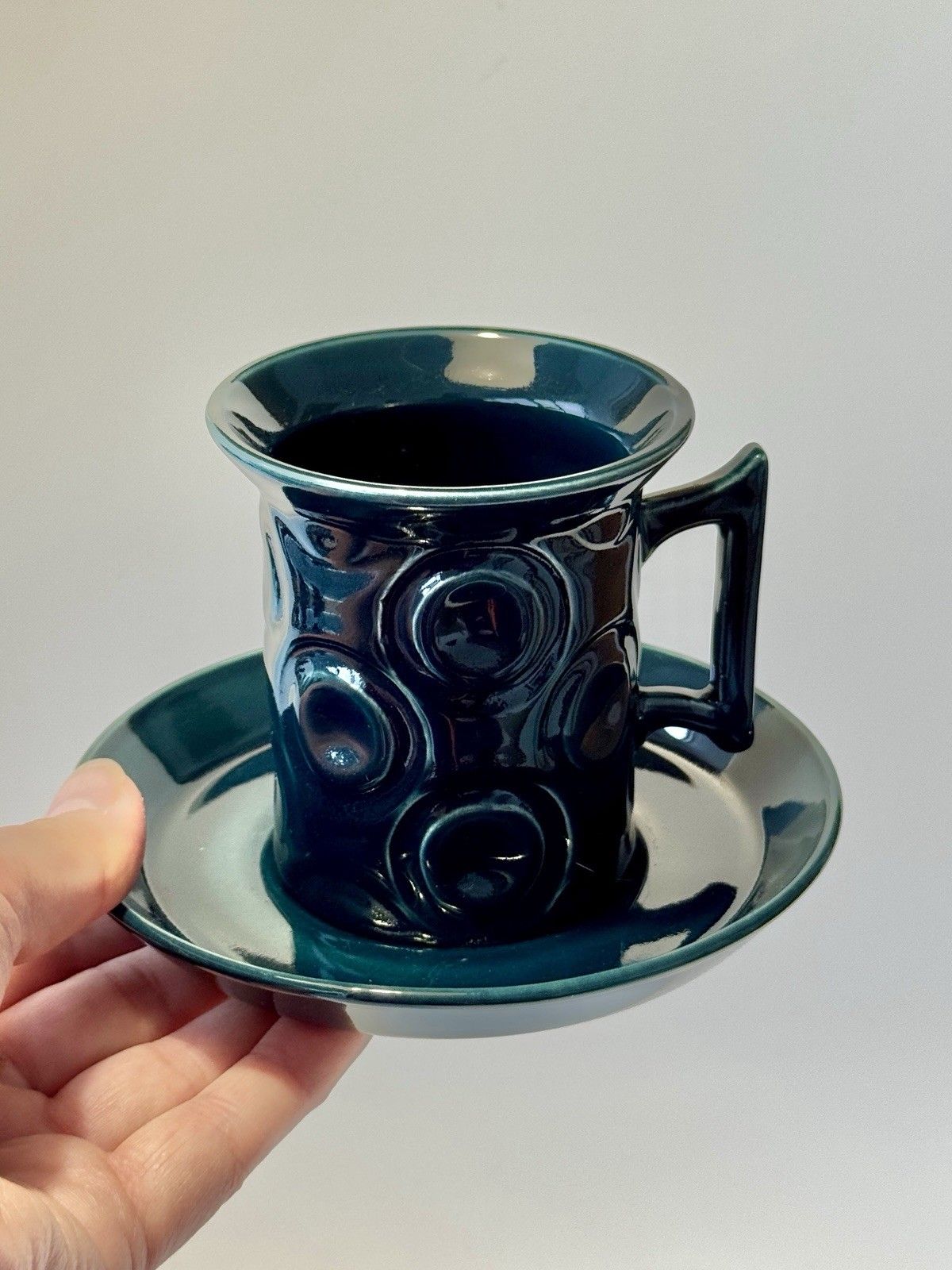 photo vinterior 6 1960s Portmeirion Blue Jupiter Coffee Cups & Saucers By Susan Williams Ellis