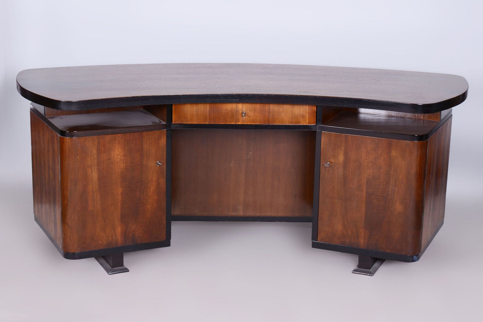Restored Art Deco Writing Desk, By J. Divíšek, Repolished, Walnut, Czech, 1930s photo for sale