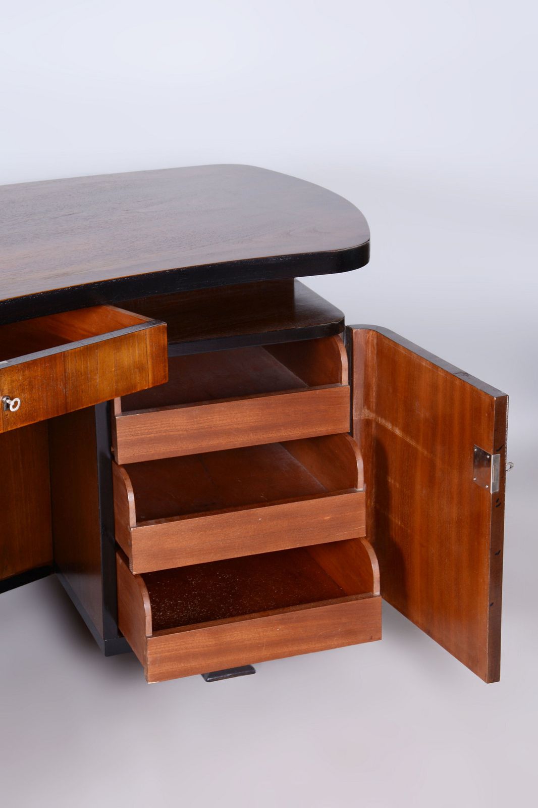 Restored Art Deco Writing Desk, By J. Divíšek, Repolished, Walnut, Czech, 1930s photo Furniture
