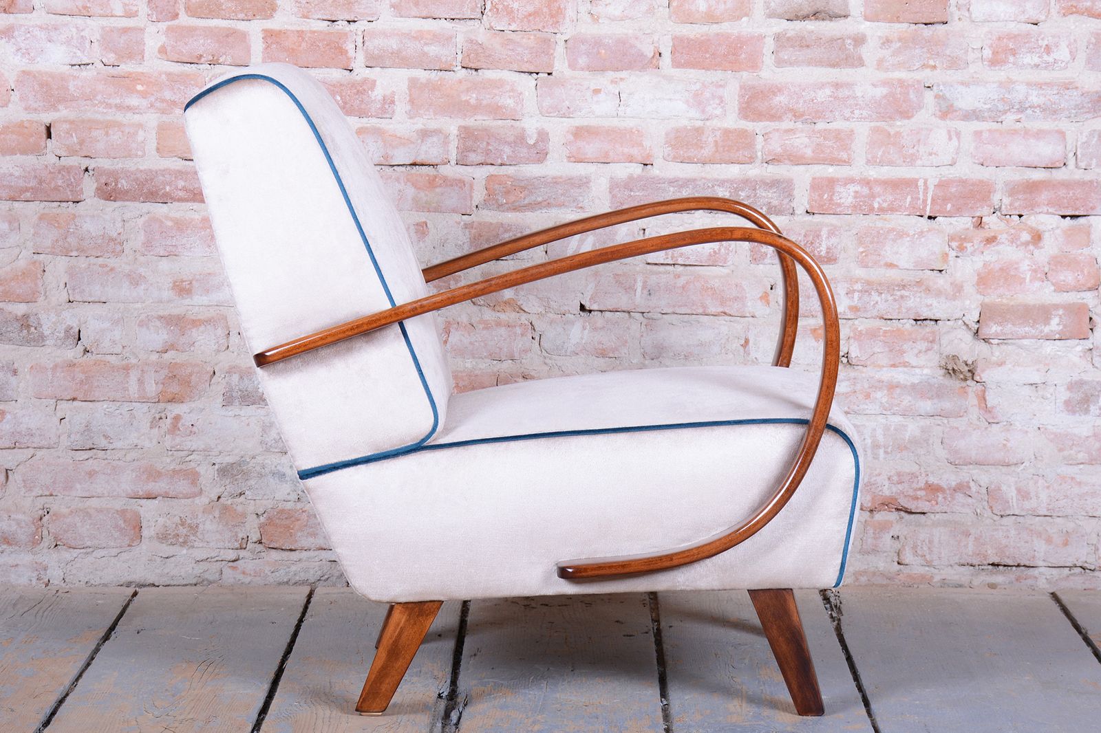 Restored Art Deco Armchair, By J. Halabala, Up Závody, Model C, Czech, 1940s photo vintage