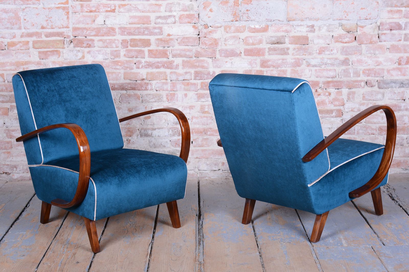 Pair Of Restored Art Deco Armchairs, By J. Halabala, Up Závody, Czech, 1940s photo for sale