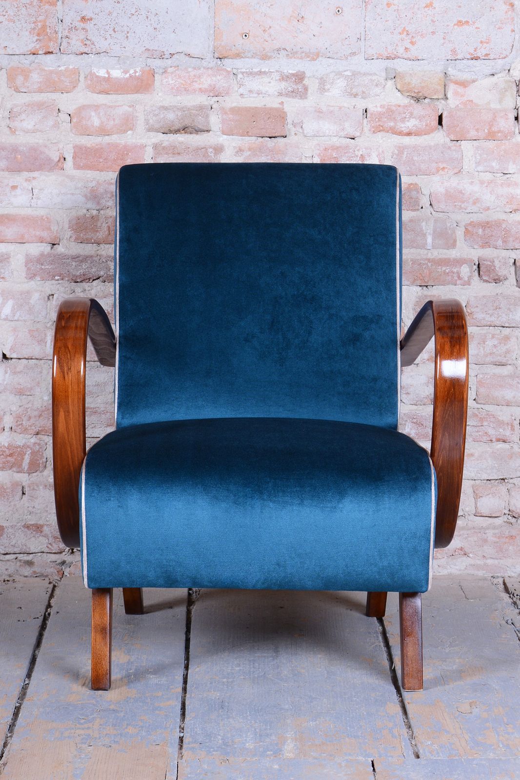 Pair Of Restored Art Deco Armchairs, By J. Halabala, Up Závody, Czech, 1940s photo vintage