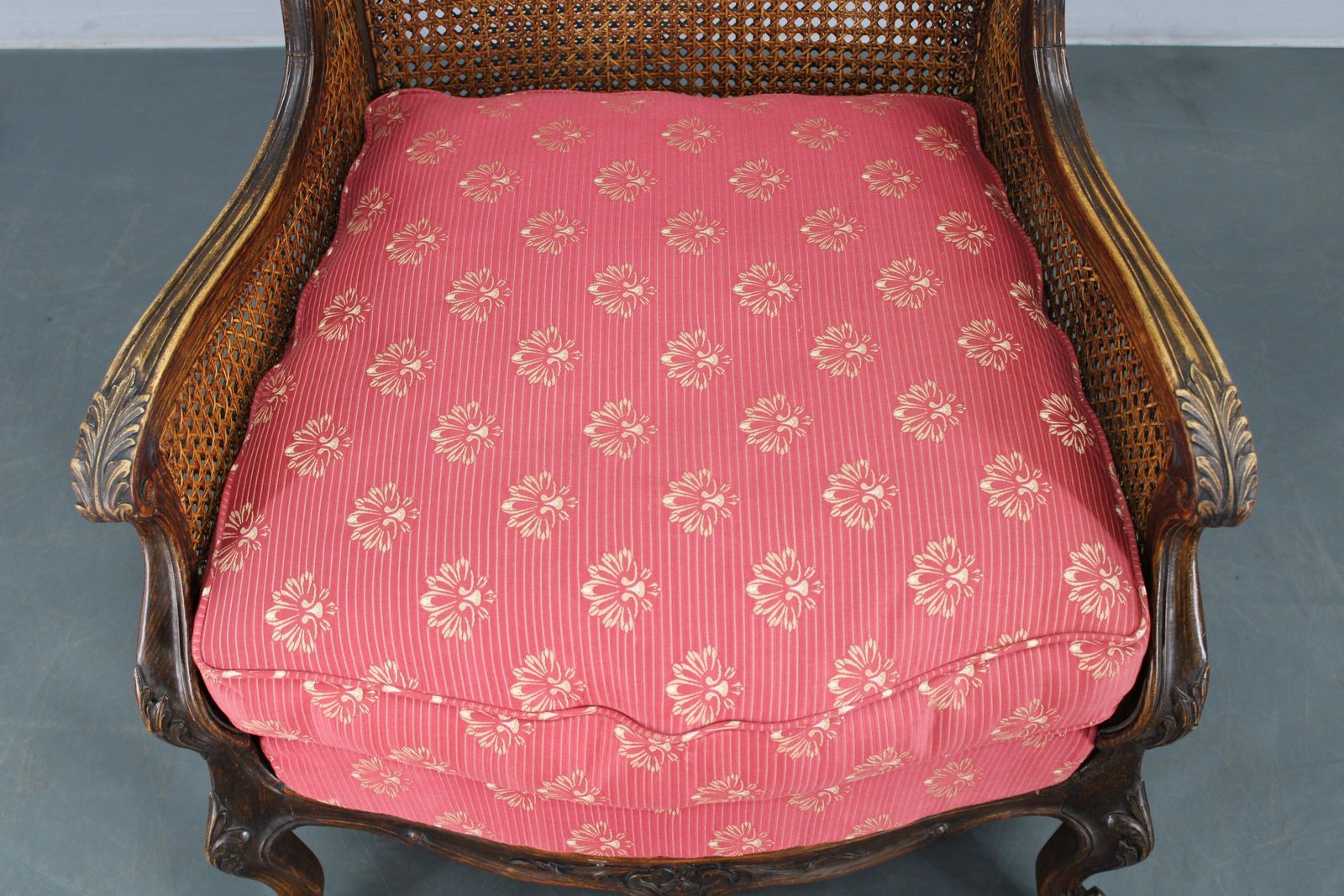 Antique Carved Wing Chair With Cane Sides , Czechoslovakia photo buy