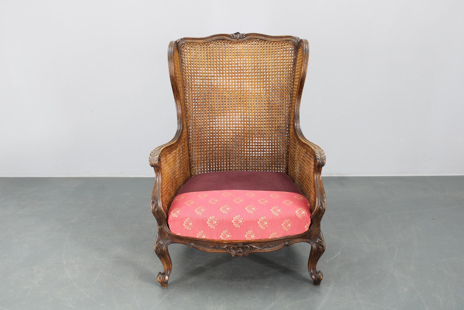 photo vinterior Antique Carved Wing Chair With Cane Sides , Czechoslovakia