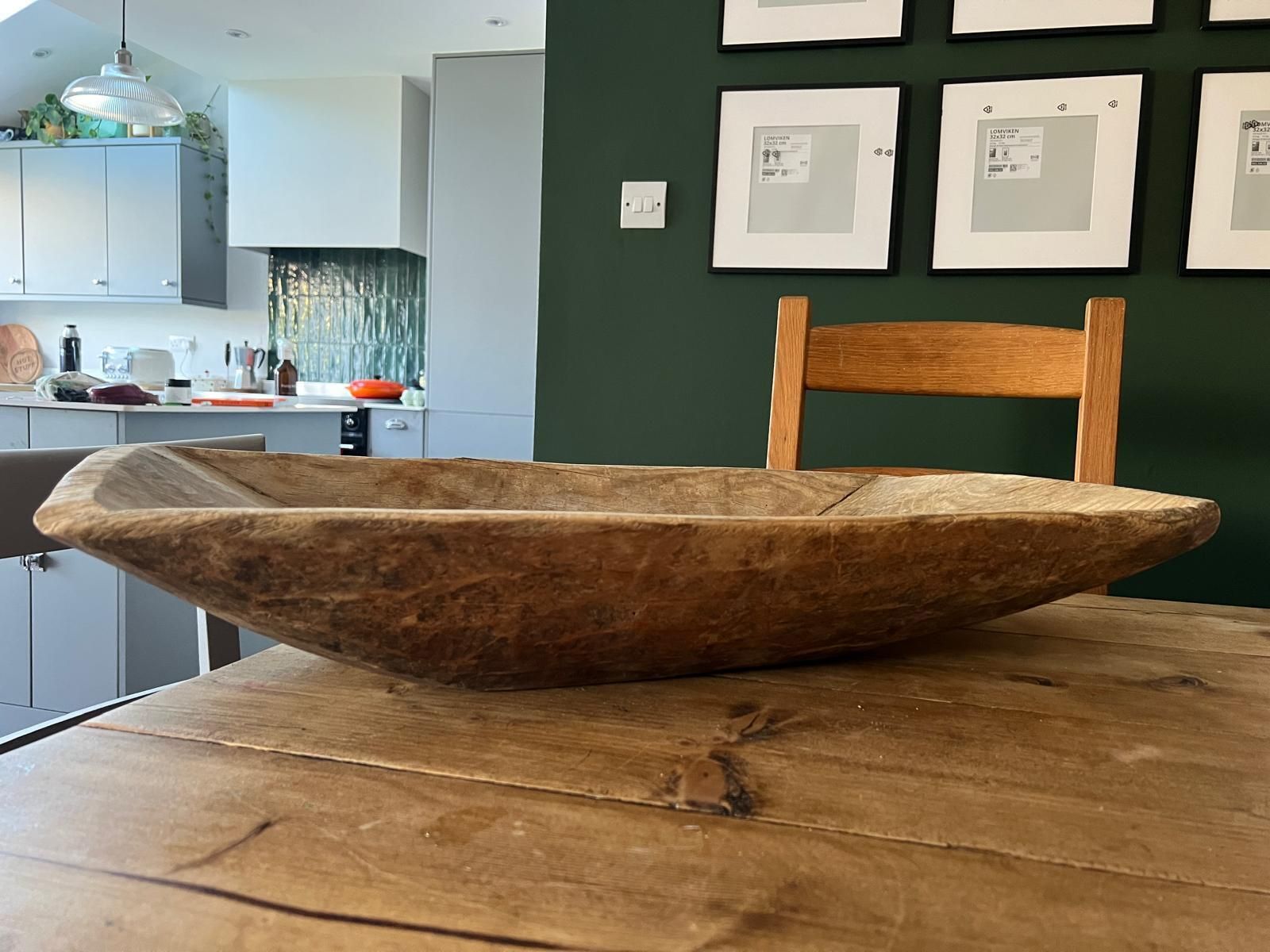 Vintage Large Hand Carved Wooden Dough Bowl / Baking Trough photo for sale