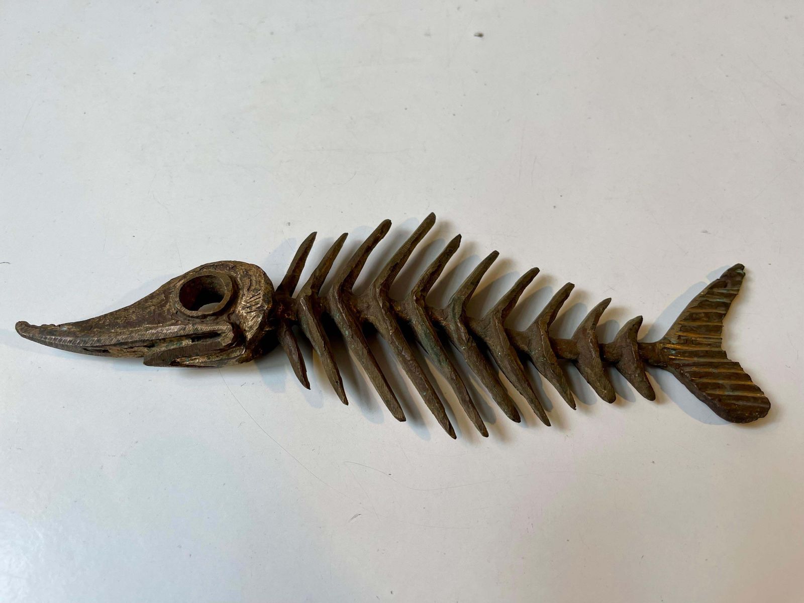 photo furniture Danish Artist Peder E. Madsen Brutalist Primeval Sword Fish Skeleton In Bronze
