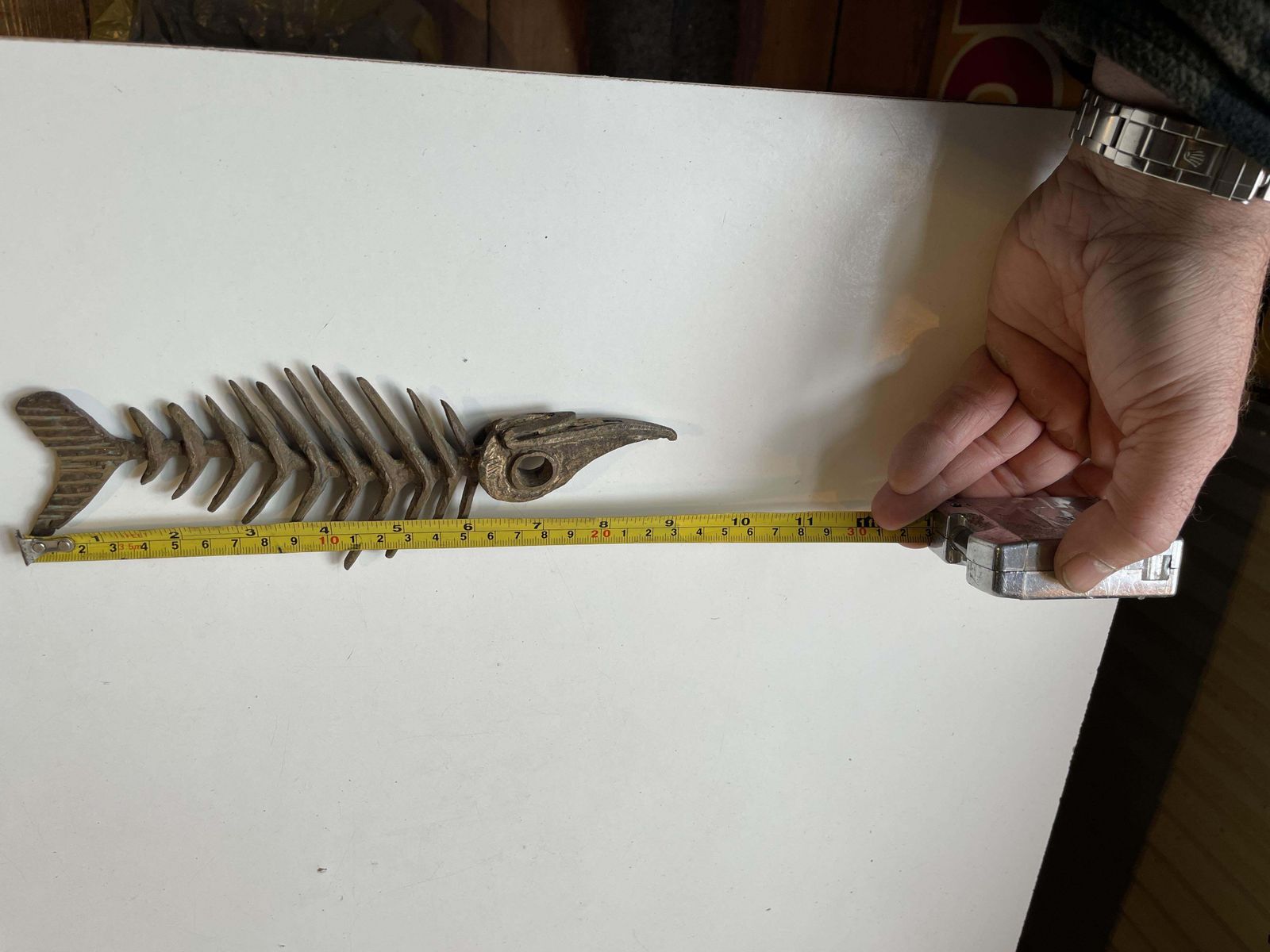 photo for sale Danish Artist Peder E. Madsen Brutalist Primeval Sword Fish Skeleton In Bronze