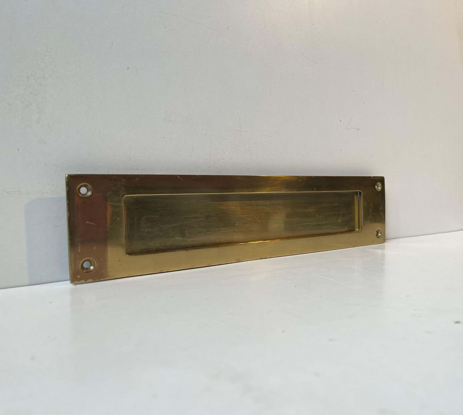 Midcentury Swedish Wide Brass Door Letter Slot   Plate By Gamleby Norden photo furniture