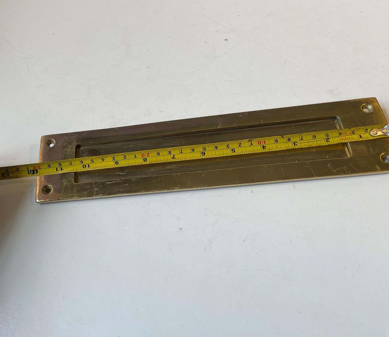 Midcentury Swedish Wide Brass Door Letter Slot   Plate By Gamleby Norden photo 275.0