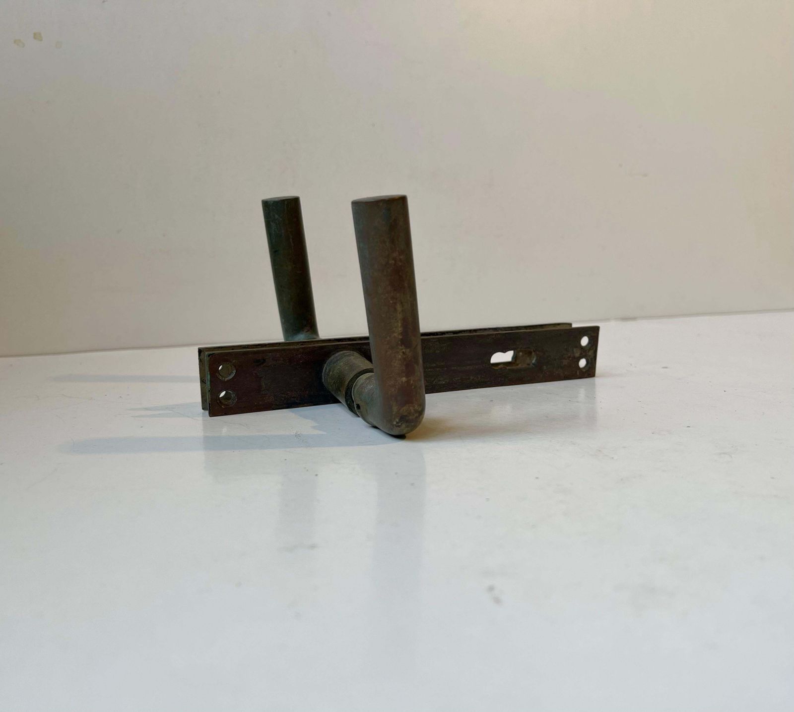 photo furniture Scandinavian Bauhaus State Building Door Handles In Brass, 1930s, 6 Sets
