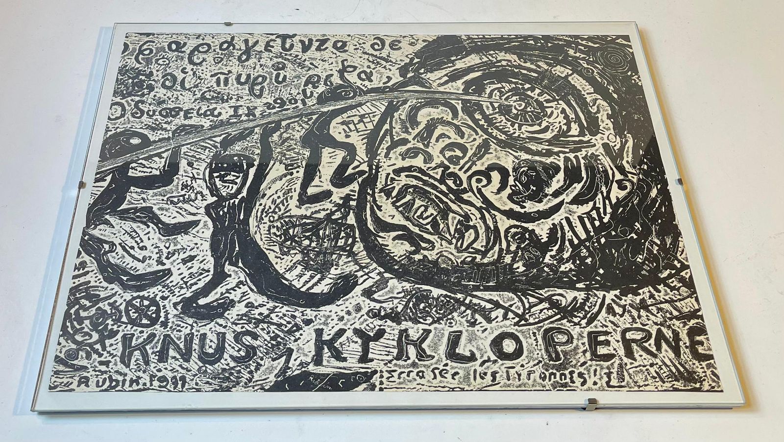 Frank Rubin Zinc Lithograph 'Destroy The Cyclops', Denmark, 1977 photo Art