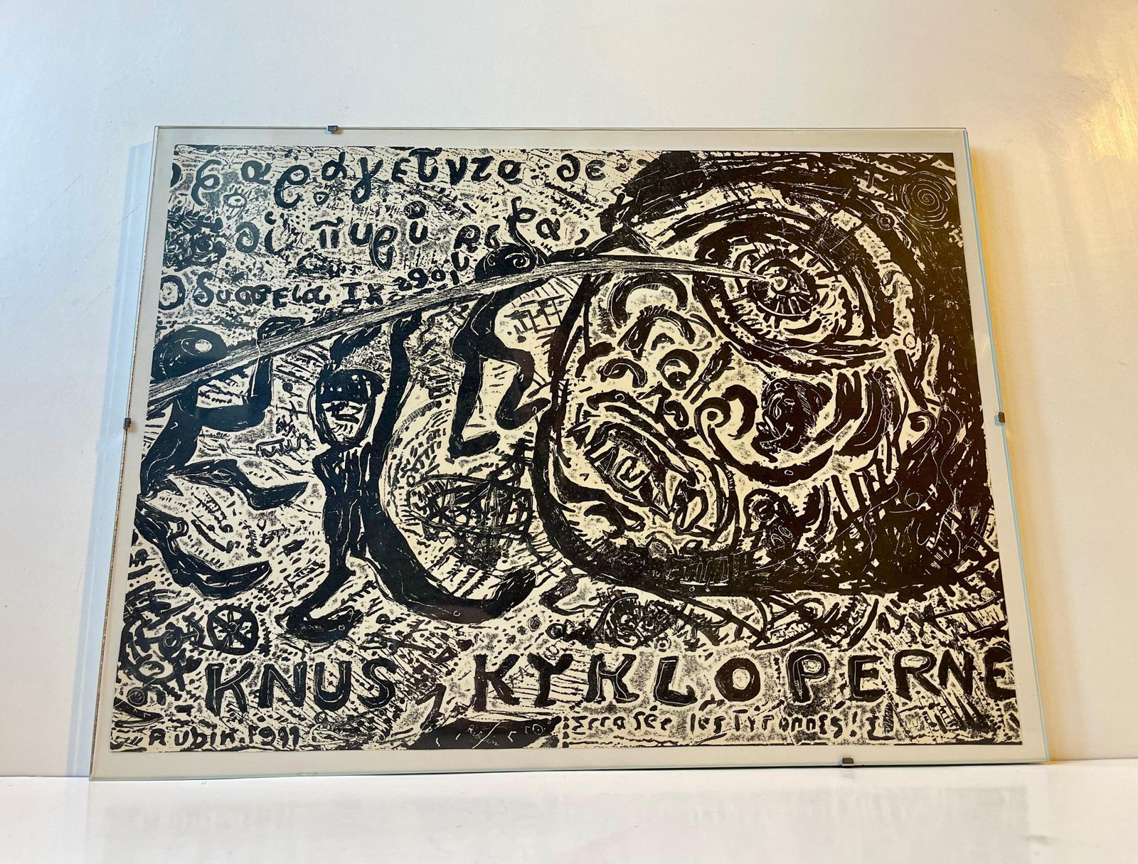 Frank Rubin Zinc Lithograph 'Destroy The Cyclops', Denmark, 1977 photo vintage