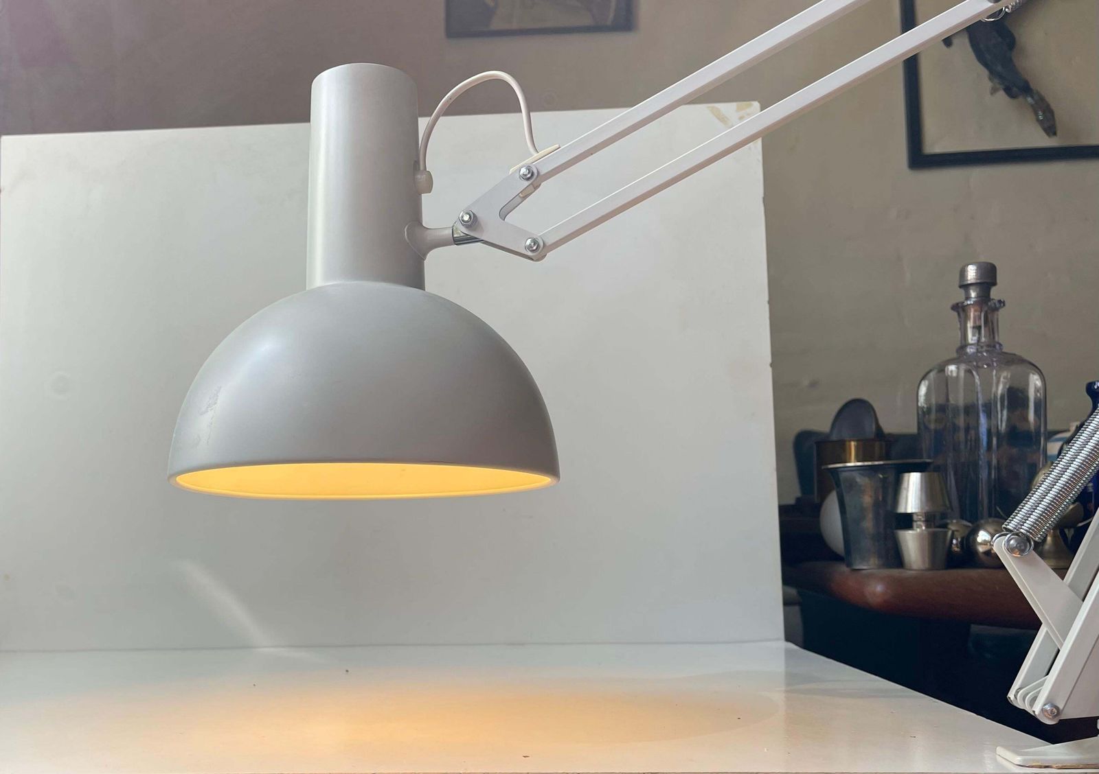 Louis Poulsen White Articulated Architects Desk Or Wall Lamp, 1980s photo furniture
