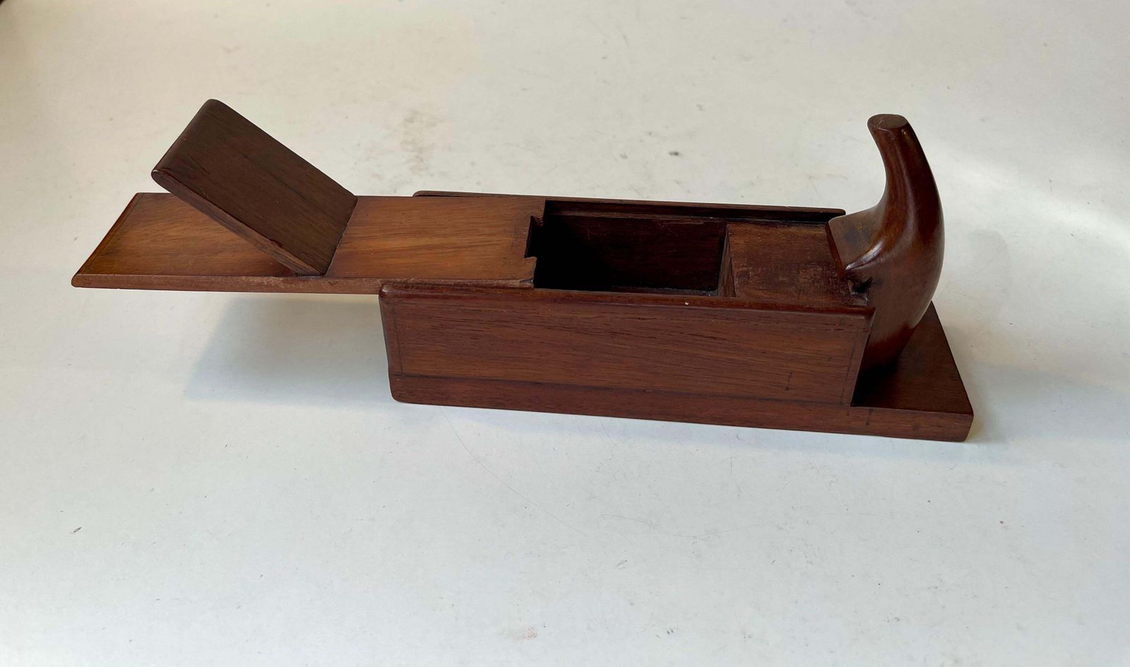 Antique Oak Snuff Box In The Form Of A Woodworking Plane photo vinterior