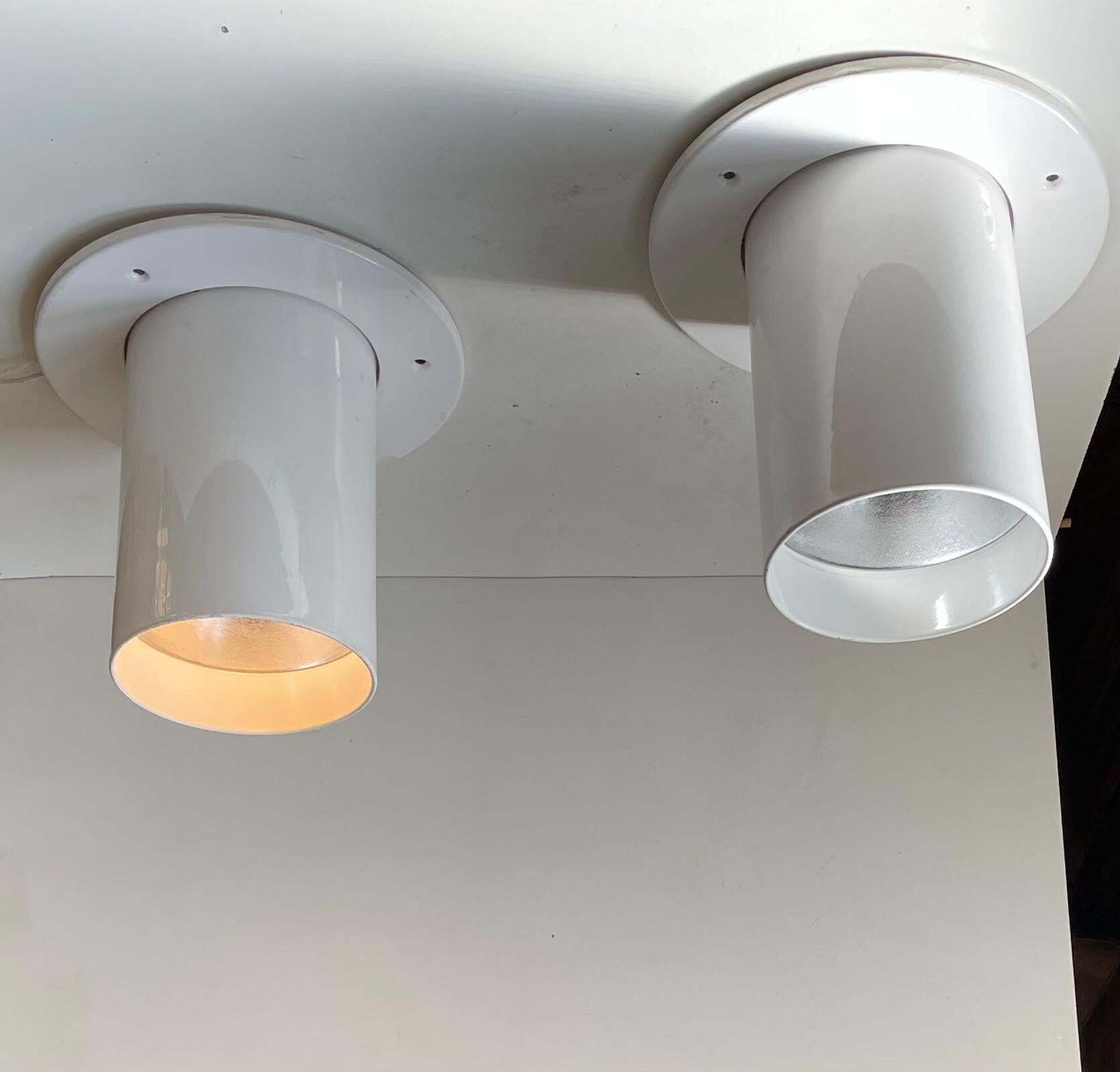White Danish Minimalist Pipe Flush Mounts By Friis & Moltke For Lampas, 1970s photo vintage
