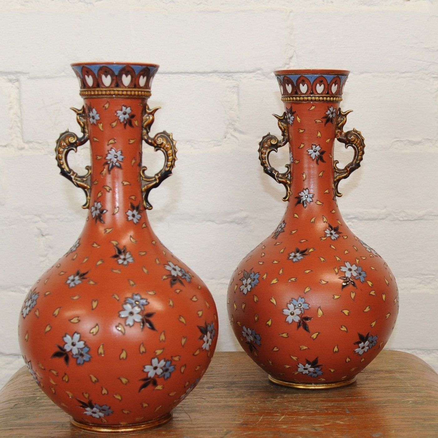 Pair Of Large Vases By Villeroy & Boch Mettlac, 1889, Set Of 2 photo for sale