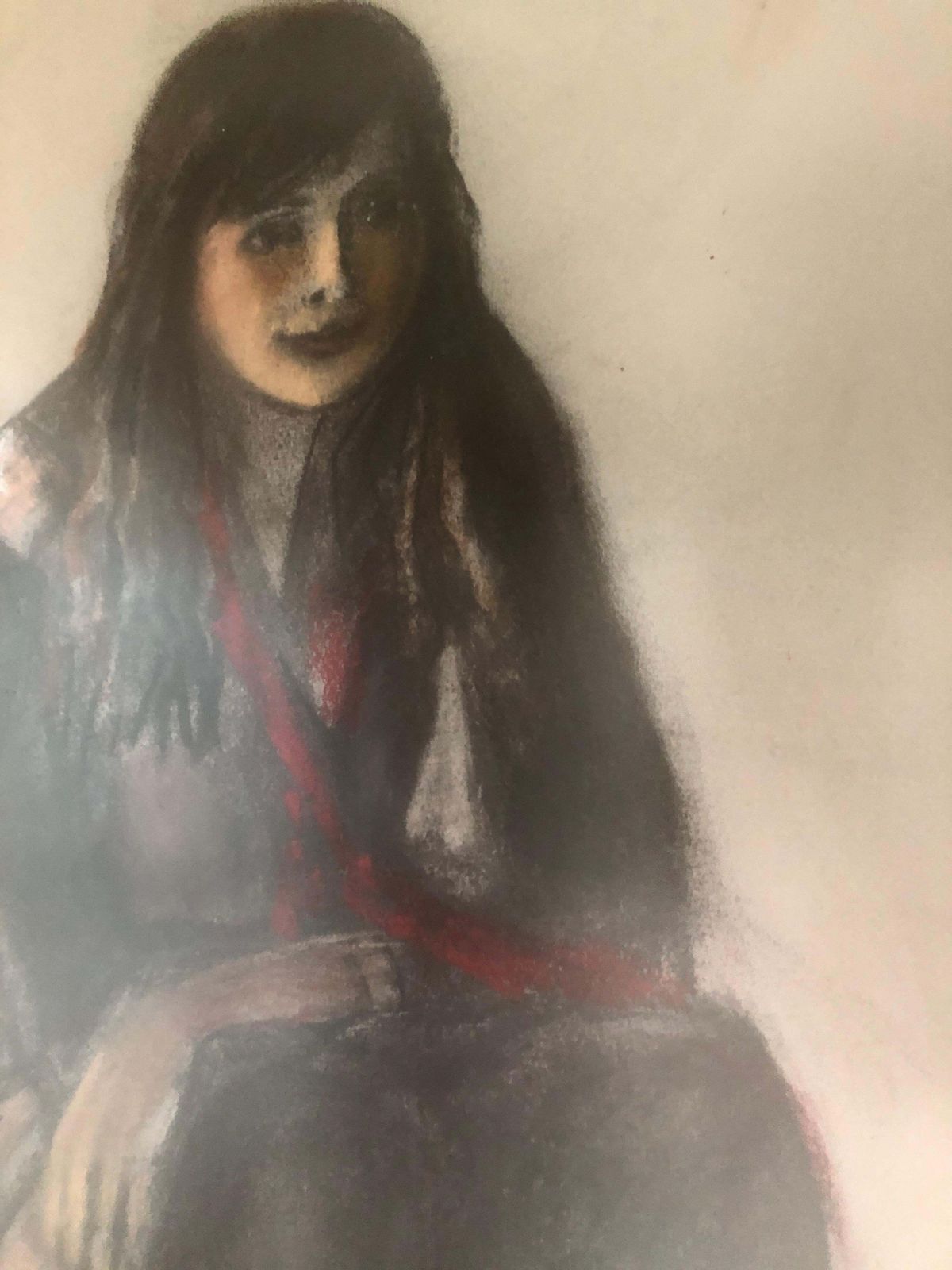 Rafael Duran Benet Sit Woman Pastel Drawing 1979 photo 350.0