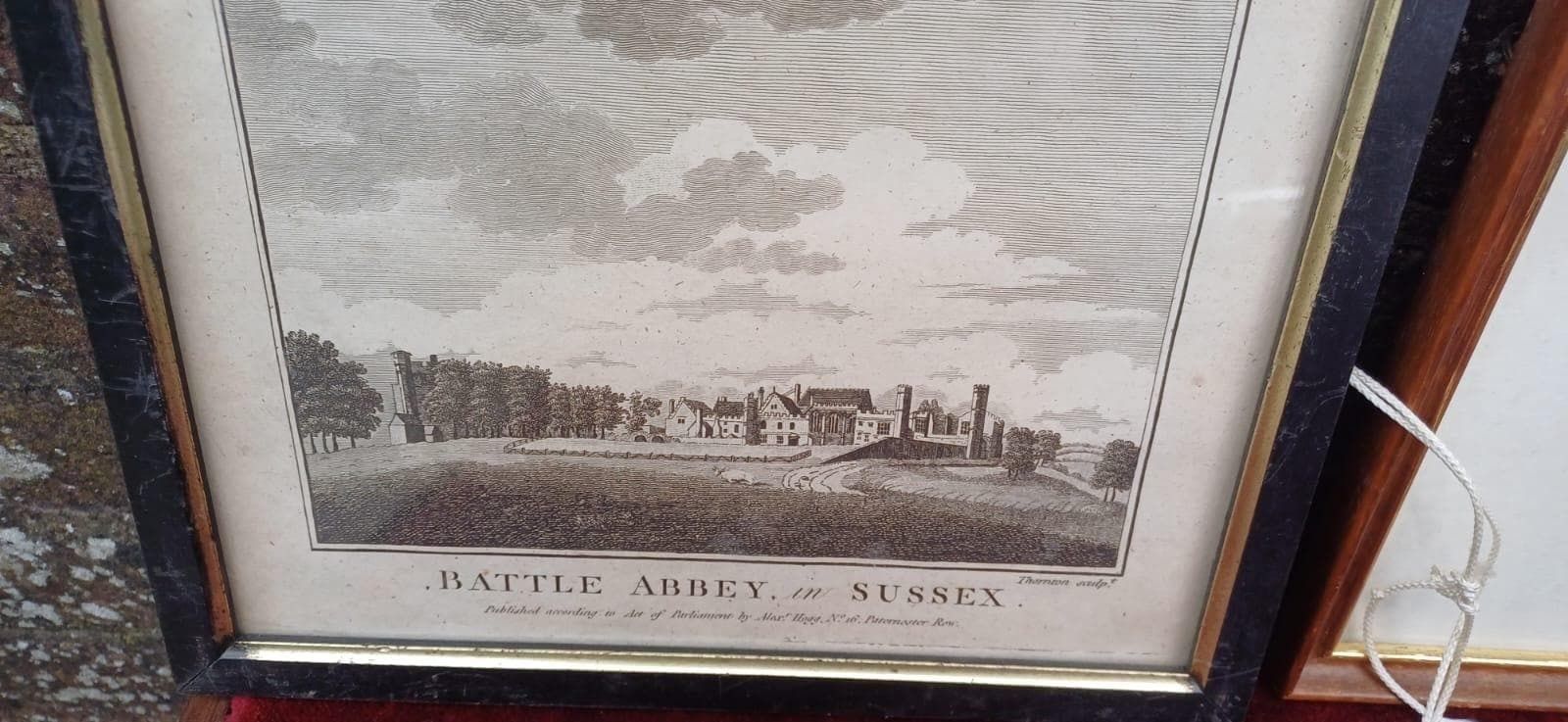 Set Of 3 Historic Prints Of Battle Abbey, Sussex – Antique Engravings & Hand Coloured Gateway Scene, Georgian To Edwardian Framed Art photo Art