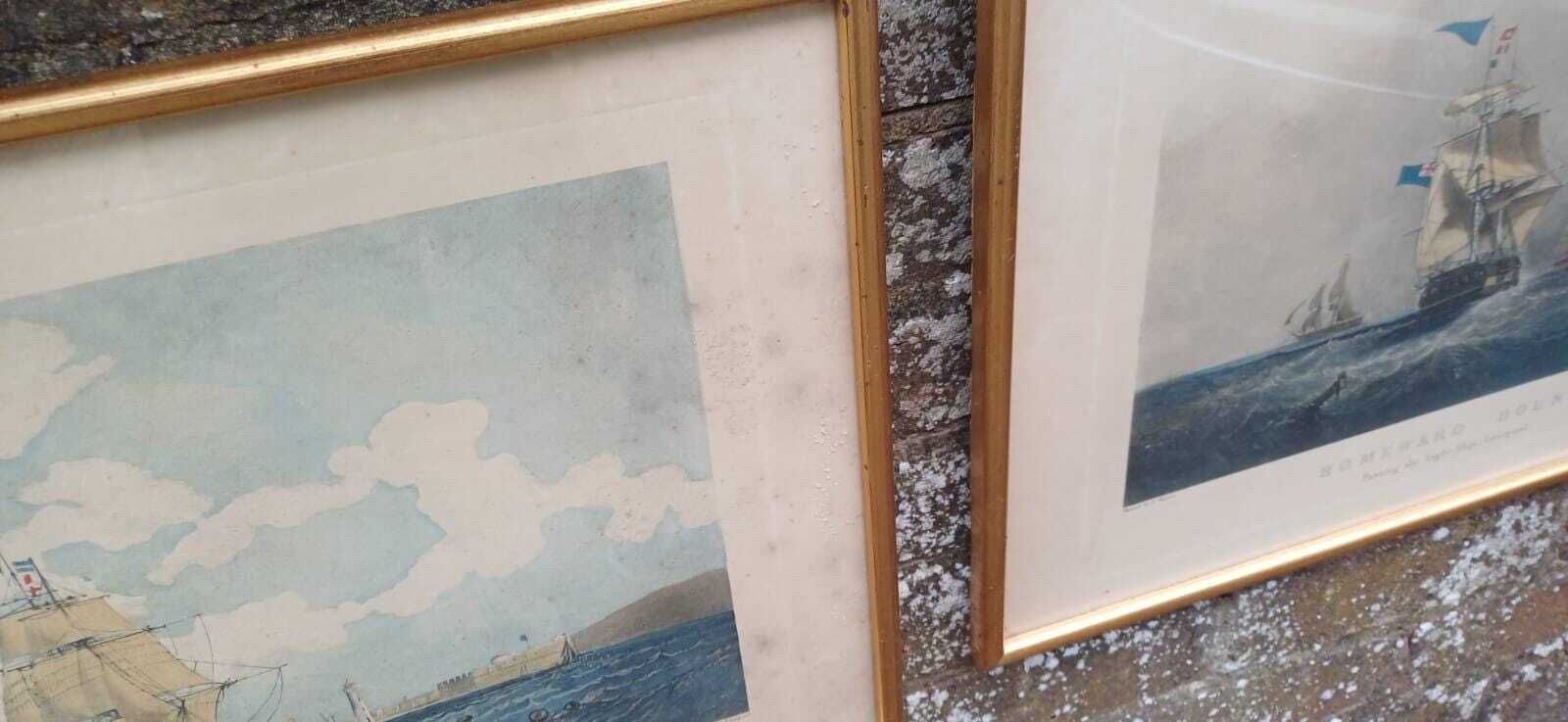 Antique Framed Maritime Art Prints By S. Walters – “Homeward Bound” & “Outward Bound”, Liverpool, Framed Nautical Scenes, Victorian Era photo 115.0