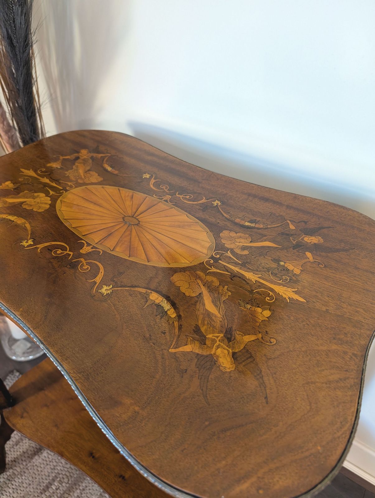 Furniture French Style Kidney Occasional Table With Angelic Inlay Marquetry Top   Limited Time Offer! photo