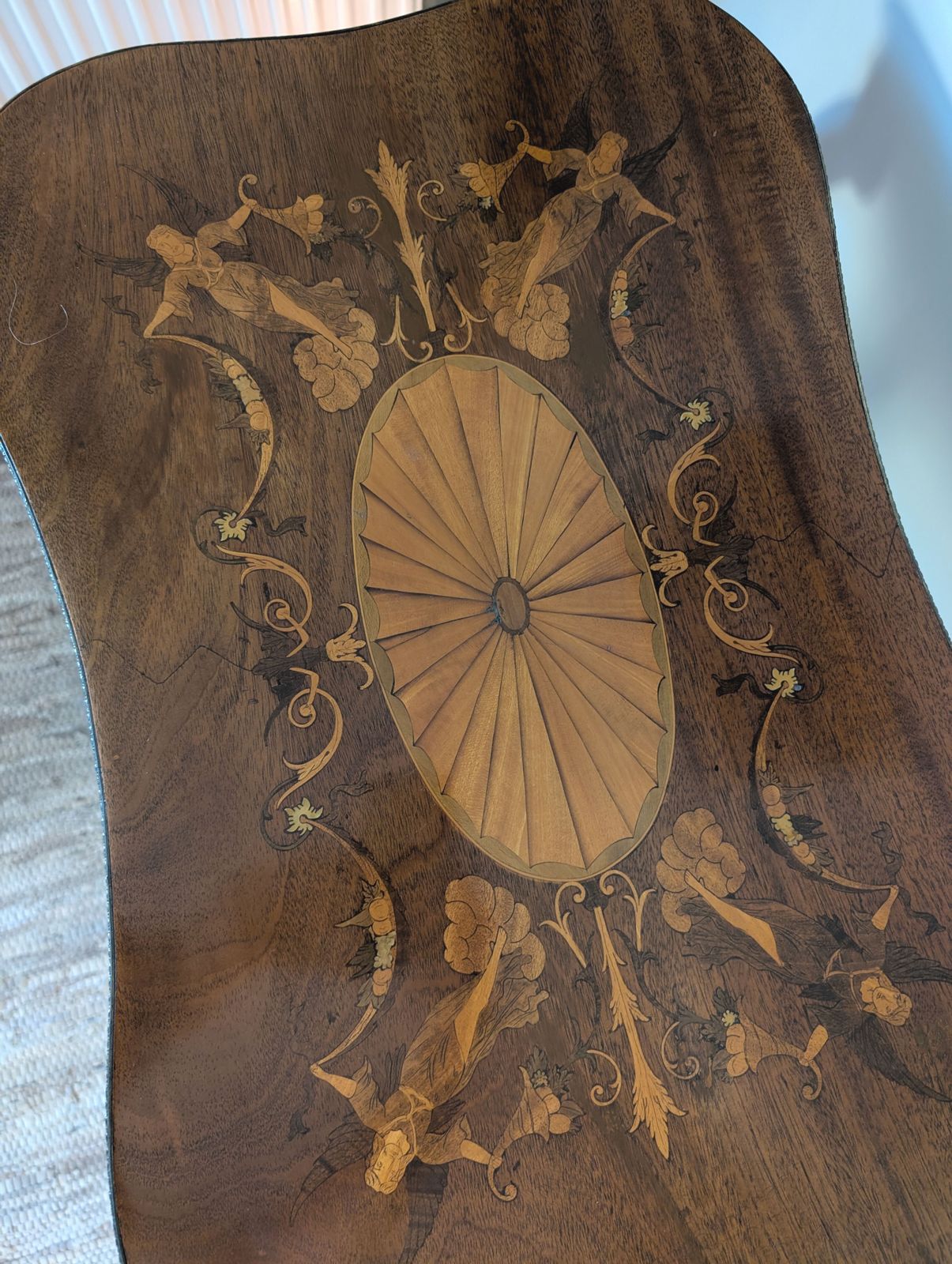 French Style Kidney Occasional Table With Angelic Inlay Marquetry Top   Limited Time Offer! photo for sale