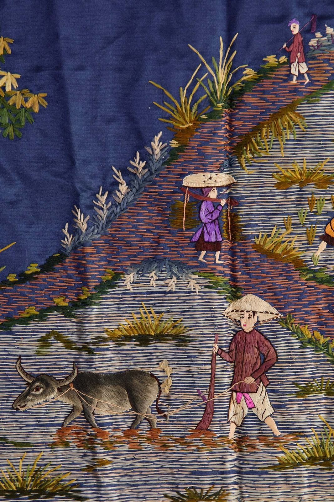 Chinese Silk Tapestry In Chrome Frame photo Art